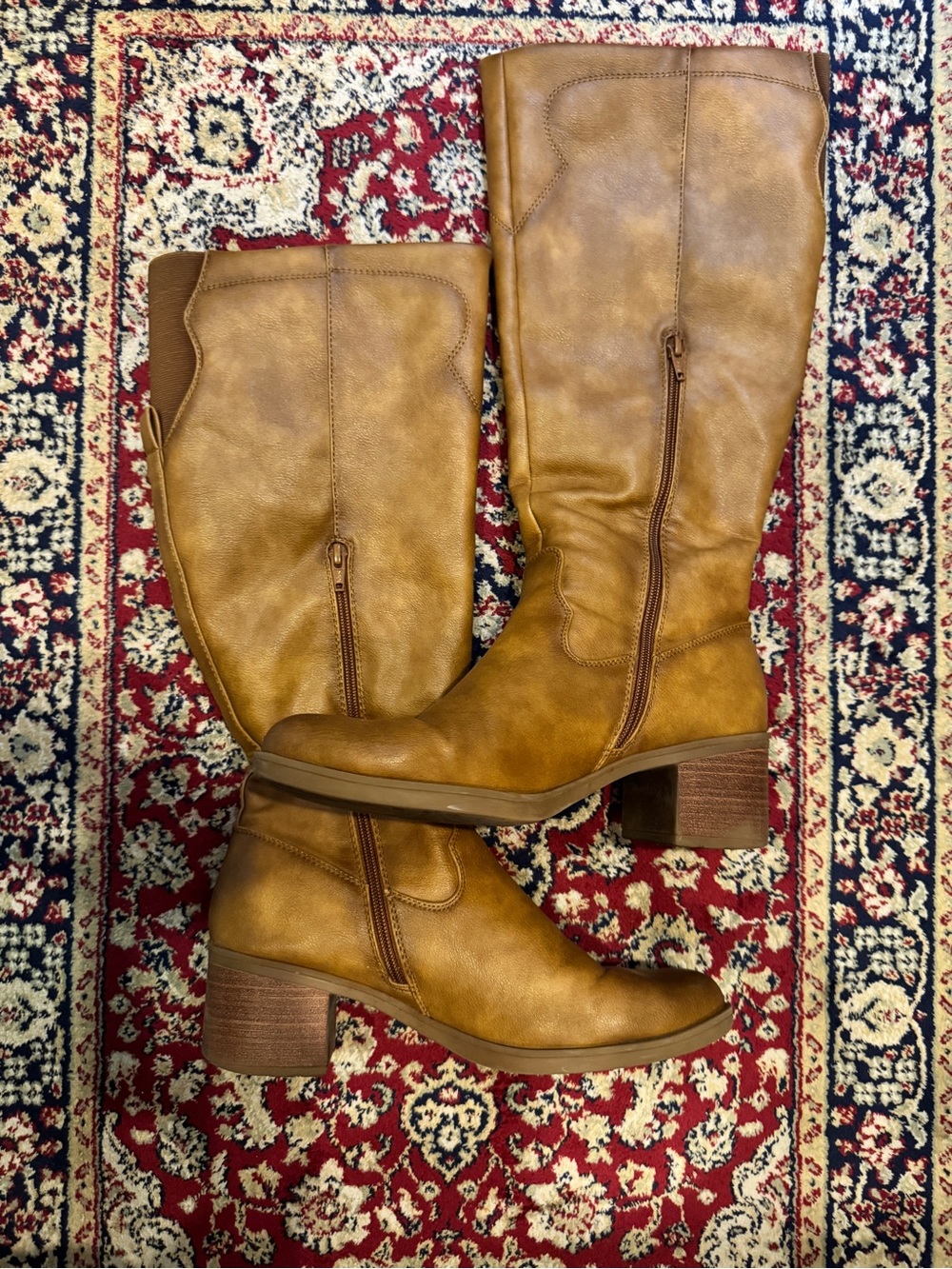Tall brown/tan leather boots